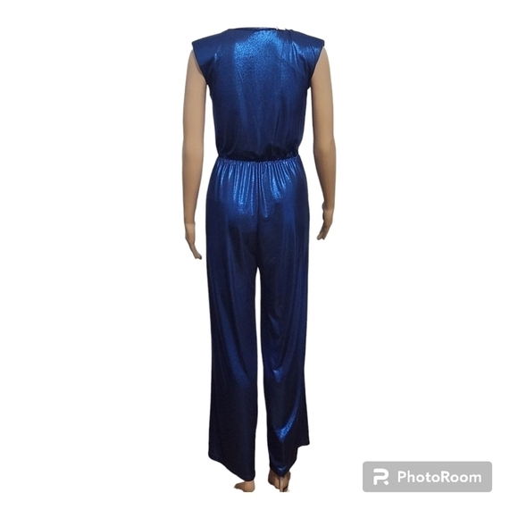 Chiara Nannini Royal Blue Satin Wide Leg Jumpsuit - Picture 3 of 12